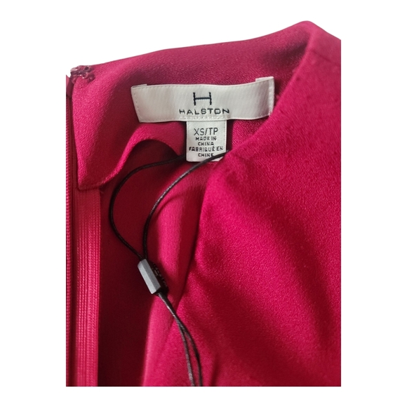 Halston Red Long Sleeve V-Neck Wrap Dress| Size XS - Picture 11 of 11